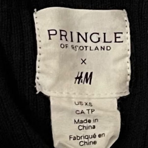 Pringle of Scotland by H&M XS Black Long Sleeve Front Slit Midi Sweater Dre… - Picture 6 of 7